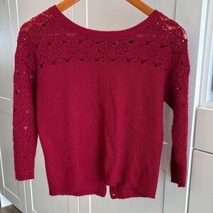 Valerie Bertinelli Burgundy Knit Sweater